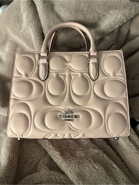 Coach Maggie Signature Small Embossed Tote Blush color